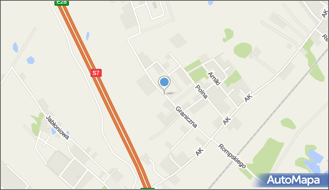 Żukowo powiat kartuski, Graniczna, mapa Żukowo powiat kartuski