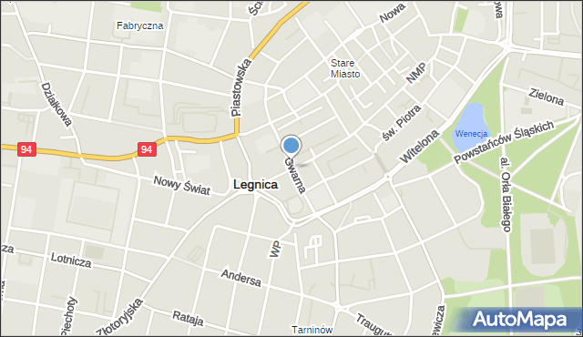 Legnica, Gwarna, mapa Legnicy