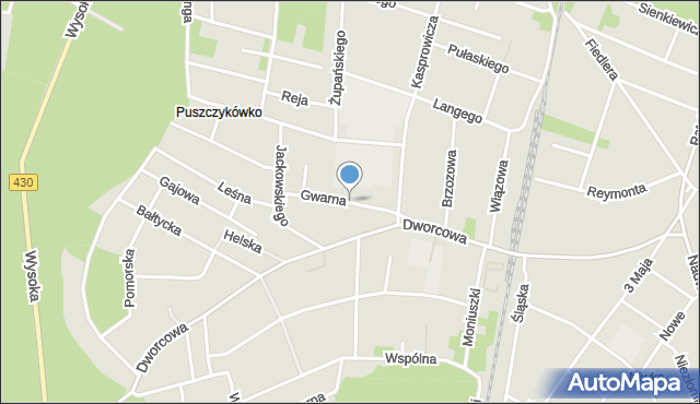 Puszczykowo powiat poznański, Gwarna, mapa Puszczykowo powiat poznański