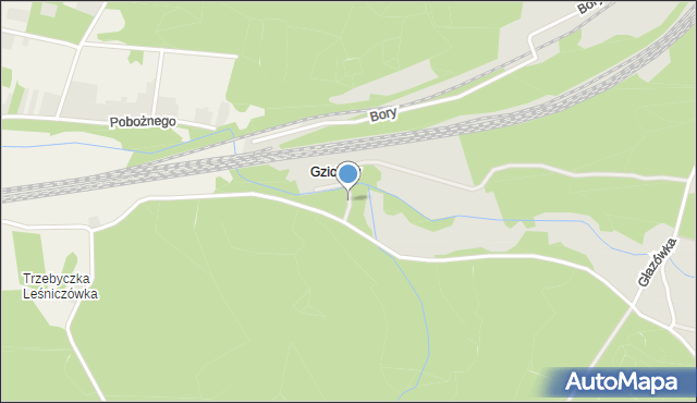 Łazy powiat zawierciański, Gzichów, mapa Łazy powiat zawierciański