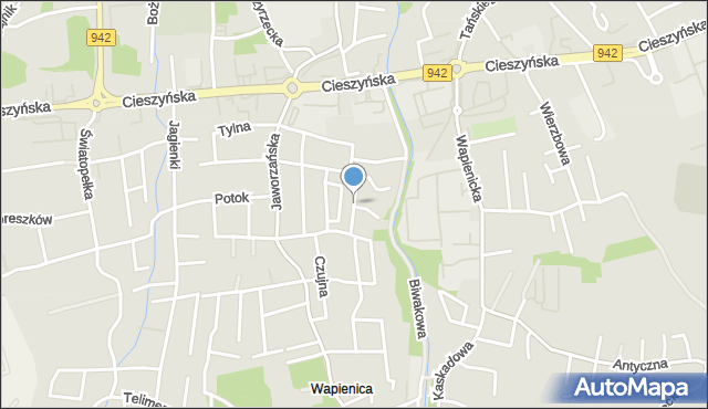 Bielsko-Biała, Hanki, mapa Bielsko-Białej