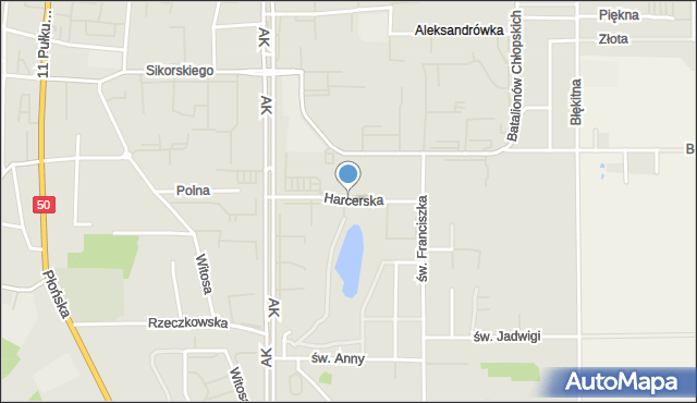 Ciechanów, Harcerska, mapa Ciechanów