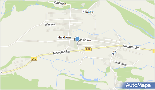 Harklowa gmina Nowy Targ, Harklowa, mapa Harklowa gmina Nowy Targ