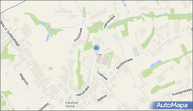 Kaczyce gmina Zebrzydowice, Harcerska, mapa Kaczyce gmina Zebrzydowice