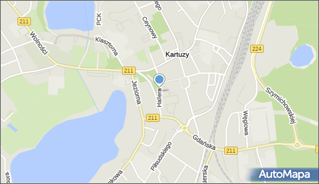 Kartuzy, Hallera Józefa, gen., mapa Kartuzy