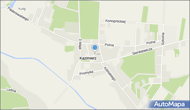 Kazimierz gmina Lutomiersk, Hallera Józefa, gen., mapa Kazimierz gmina Lutomiersk
