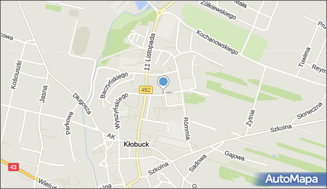 Kłobuck, Harcerska, mapa Kłobuck