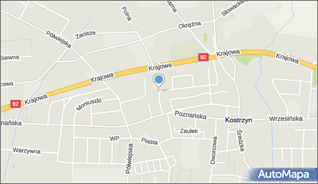 Kostrzyn powiat poznański, Hallera Józefa, gen., mapa Kostrzyn powiat poznański