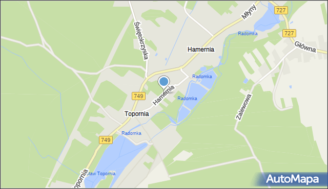 Przysucha, Hamernia, mapa Przysucha