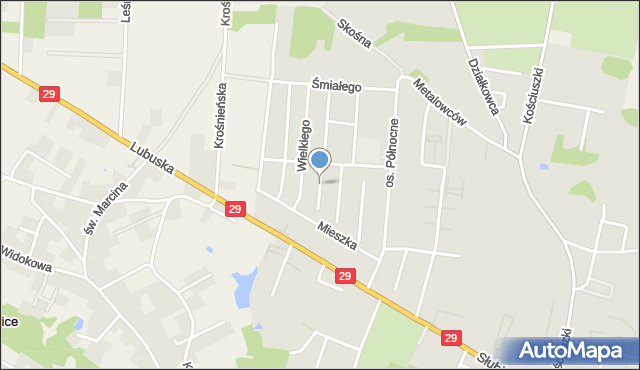 Krosno Odrzańskie, Henryka Głogowskiego, mapa Krosno Odrzańskie