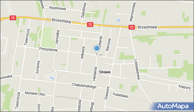 Łódź, Herberta Zbigniewa, mapa Łodzi