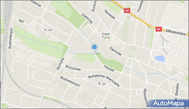 Tychy, Hlonda Augusta, ks. kard. Prymasa, mapa Tychów