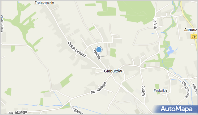 Giebułtów gmina Wielka Wieś, Hojoła Józefa, ks., mapa Giebułtów gmina Wielka Wieś