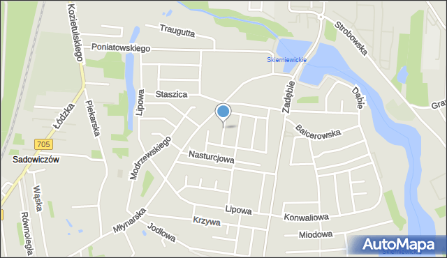 Skierniewice, Hortensji, mapa Skierniewic