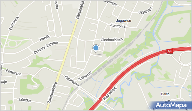 Kraków, Hubalczyków, mapa Krakowa