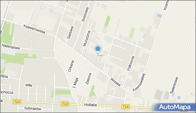 Ksawerów powiat pabianicki, Huczna, mapa Ksawerów powiat pabianicki