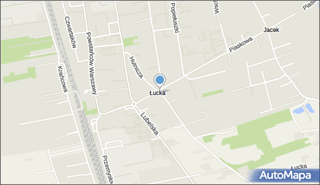 Lubartów, Hutnicza, mapa Lubartów