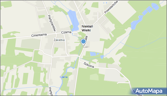 Niekłań Wielki, Hubala Henryka, mjr., mapa Niekłań Wielki