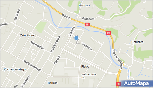 Nowy Sącz, Hubala Henryka, mjr., mapa Nowego Sącza