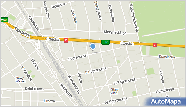 Warszawa, I Poprzeczna, mapa Warszawy