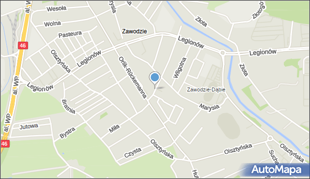 Częstochowa, Idzikowskiego Bronisława, mapa Częstochowy
