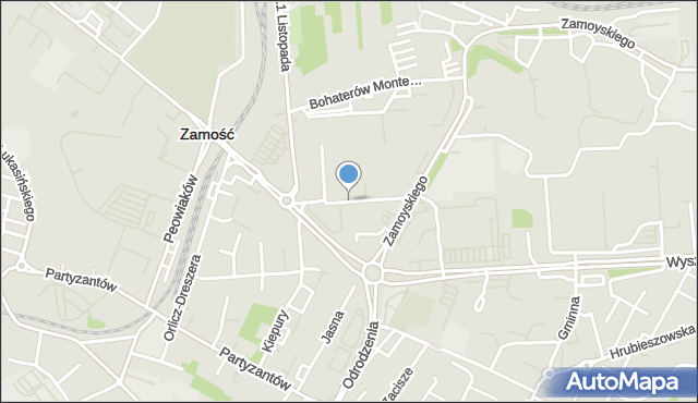 Zamość, Infułacka, mapa Zamościa