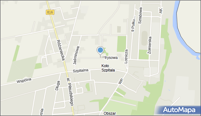 Suszno, Irysowa, mapa Suszno