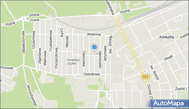 Toruń, Irysowa, mapa Torunia