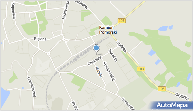 Kamień Pomorski, IV Pułku Piechoty, mapa Kamień Pomorski