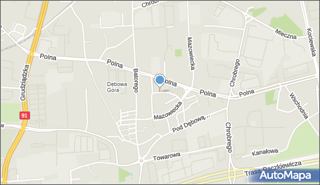 Toruń, Iwanowa Zbigniewa, mapa Torunia
