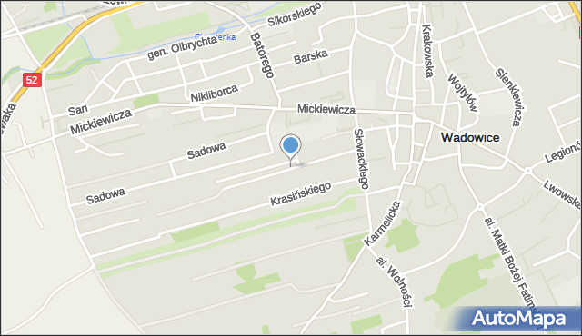 Wadowice, Iwańskiego Jana, mapa Wadowice