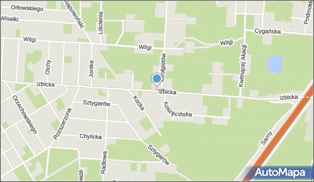 Warszawa, Izbicka, mapa Warszawy