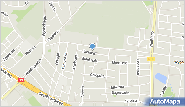 Białystok, Jaracza Stefana, mapa Białegostoku