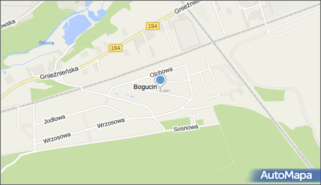 Bogucin gmina Swarzędz, Jaśminowa, mapa Bogucin gmina Swarzędz