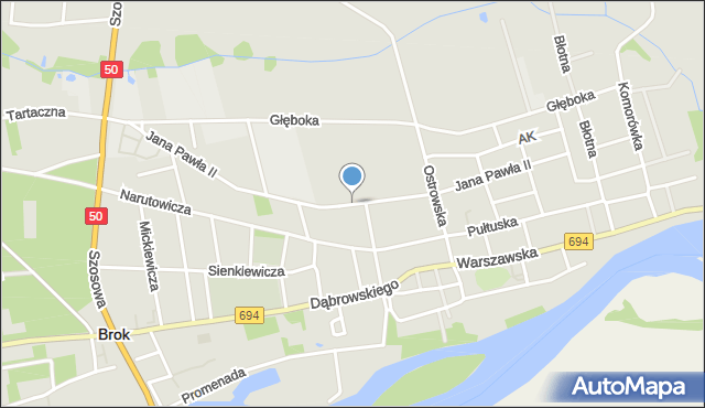 Brok powiat ostrowski, Jana Pawła II, mapa Brok powiat ostrowski