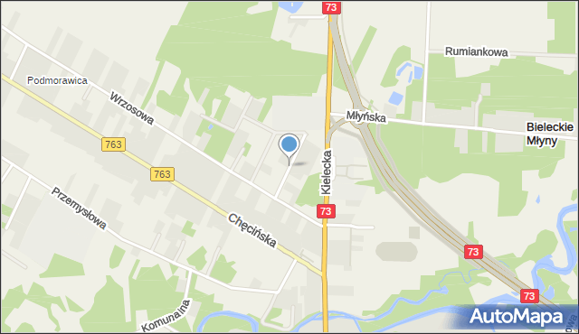 Brzeziny gmina Morawica, Jagodowa, mapa Brzeziny gmina Morawica