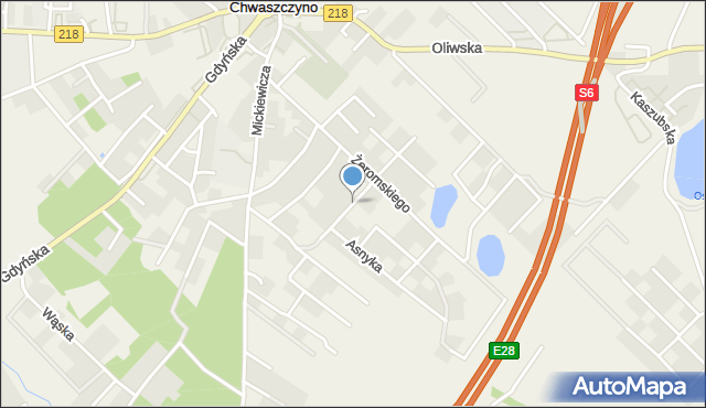 Chwaszczyno, Jana Pawła II, mapa Chwaszczyno