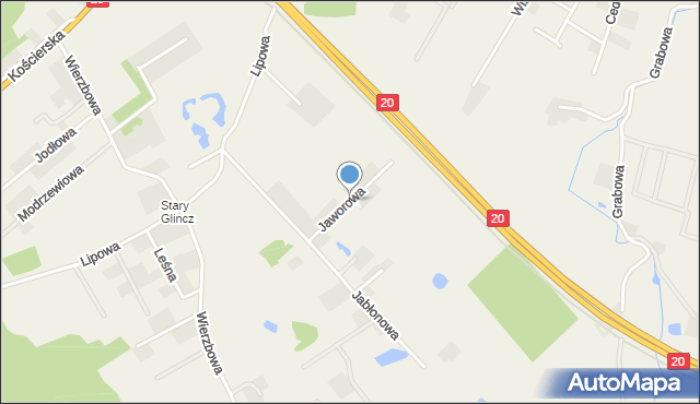 Glincz, Jaworowa, mapa Glincz