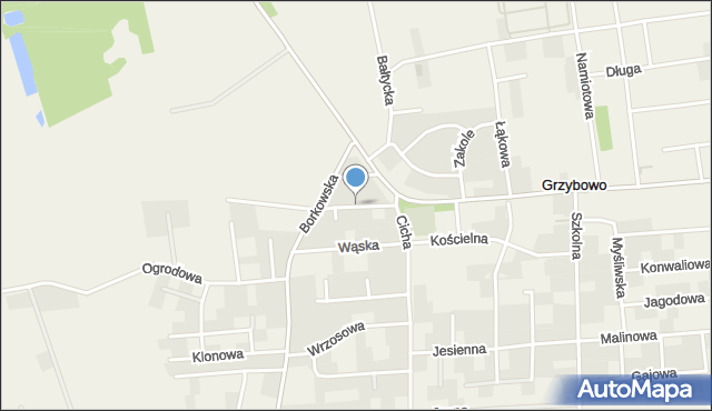Grzybowo gmina Kołobrzeg, Jałowcowa, mapa Grzybowo gmina Kołobrzeg