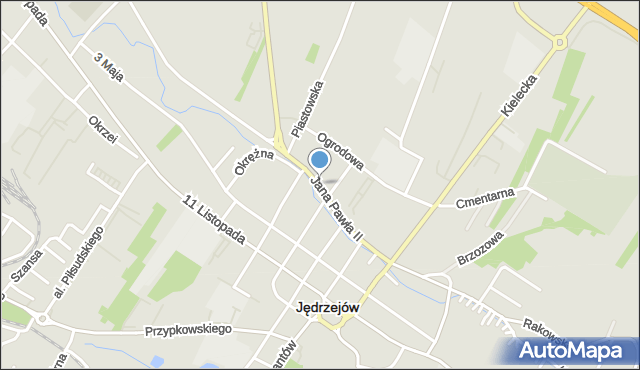 Jędrzejów, Jana Pawła II, mapa Jędrzejów