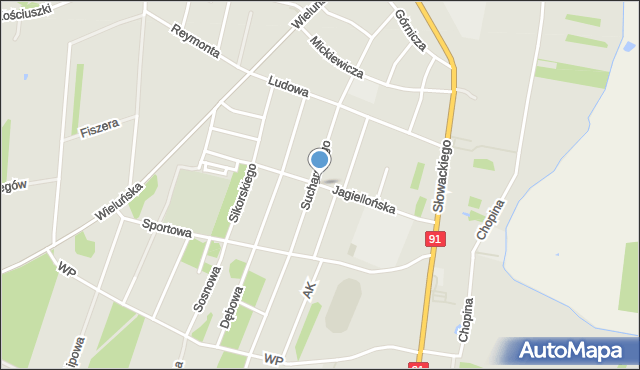 Kamieńsk, Jagiellońska, mapa Kamieńsk