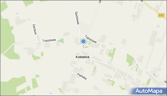 Kobielice gmina Suszec, Jana Pawła II, mapa Kobielice gmina Suszec