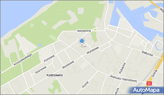 Kołobrzeg, Jaśminowa, mapa Kołobrzegu