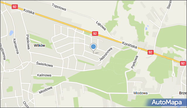 Konin, Jałowcowa, mapa Konina