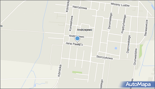Kostrzyn powiat poznański, Jana Pawła II, mapa Kostrzyn powiat poznański