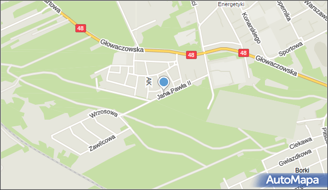 Kozienice, Jana Pawła II, mapa Kozienice