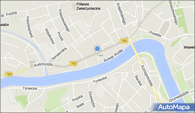 Kraków, Jaskółcza, mapa Krakowa