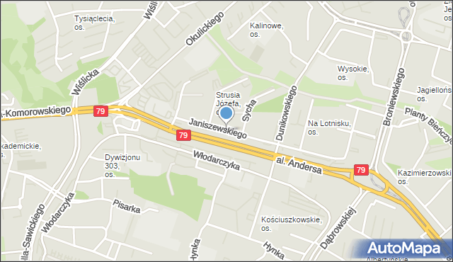 Kraków, Janiszewskiego Tomasza, mapa Krakowa