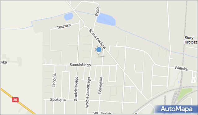 Krotoszyn, Jarzębinowa, mapa Krotoszyna