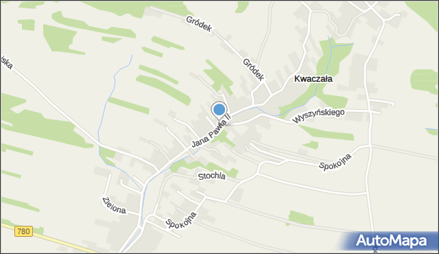Kwaczała, Jana Pawła II, mapa Kwaczała